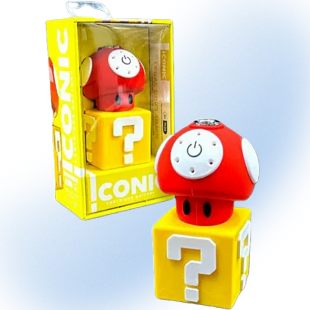 Iconic Mushroom Power 480mAh vape battery with adjustable settings and LED indicator, available in multiple colors