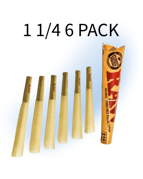 RAW Classic 1¼ natural hemp pre-rolled cones in packaging